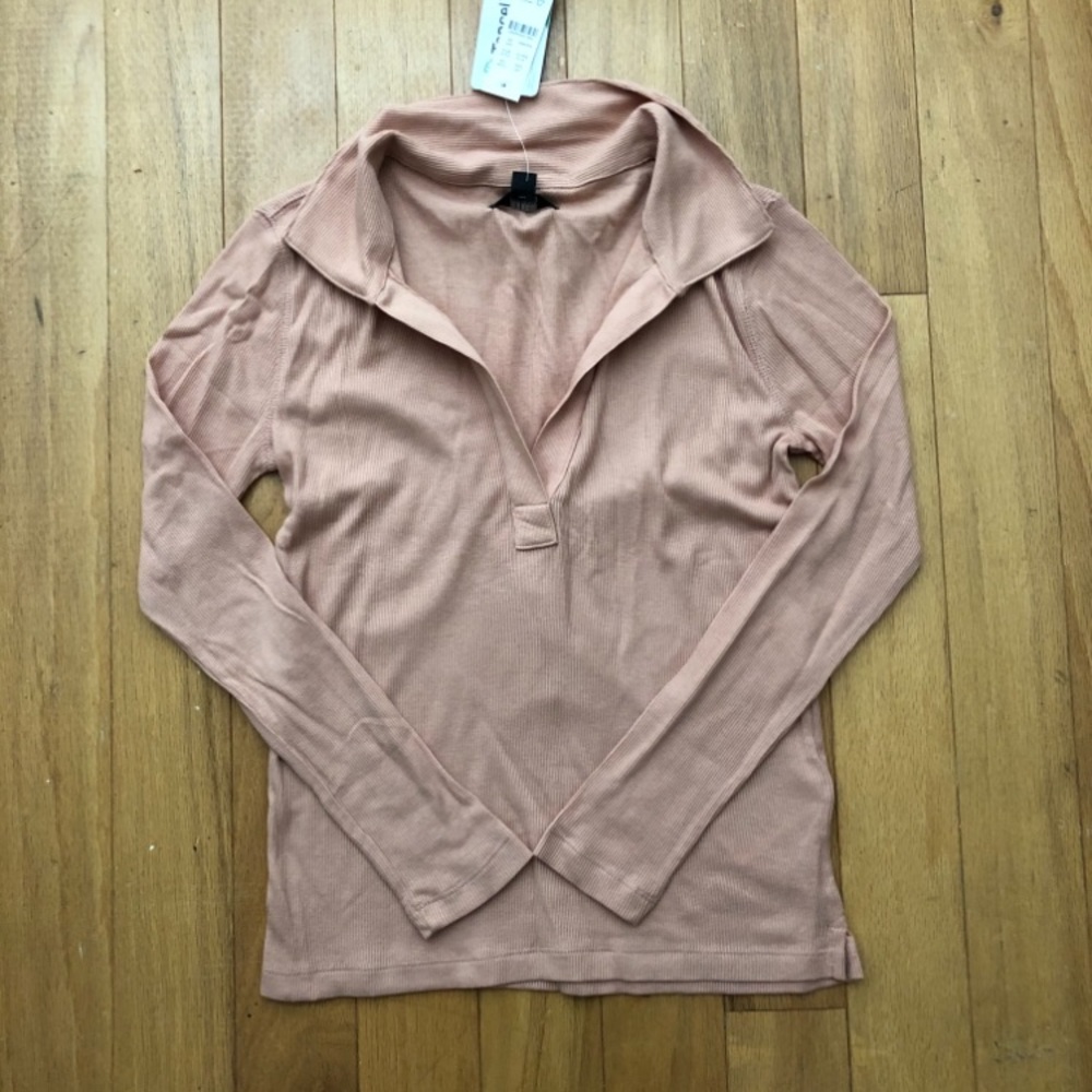 Jcrew Polo ribbed Henley long sleeve top